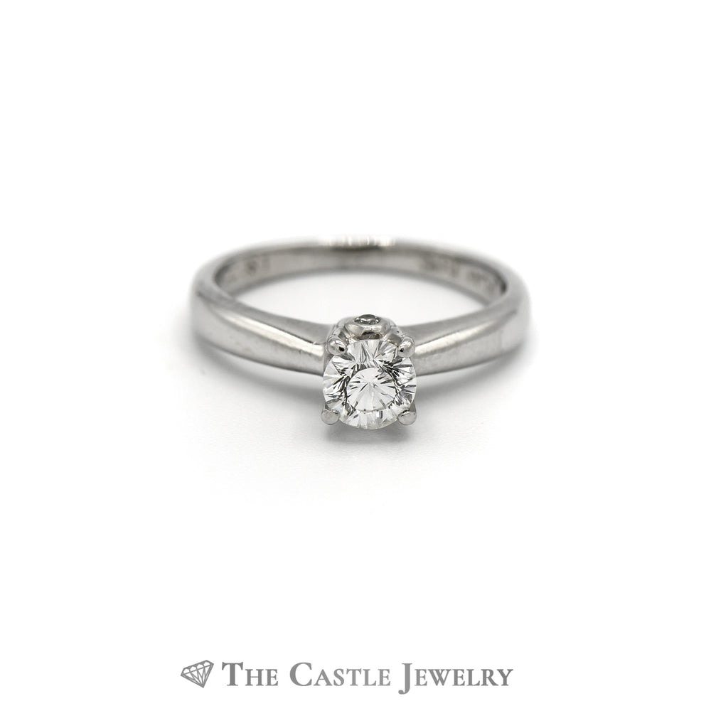 1/2 Carat Diamond Solitaire with Surprise Diamond Accents in 18K White Gold