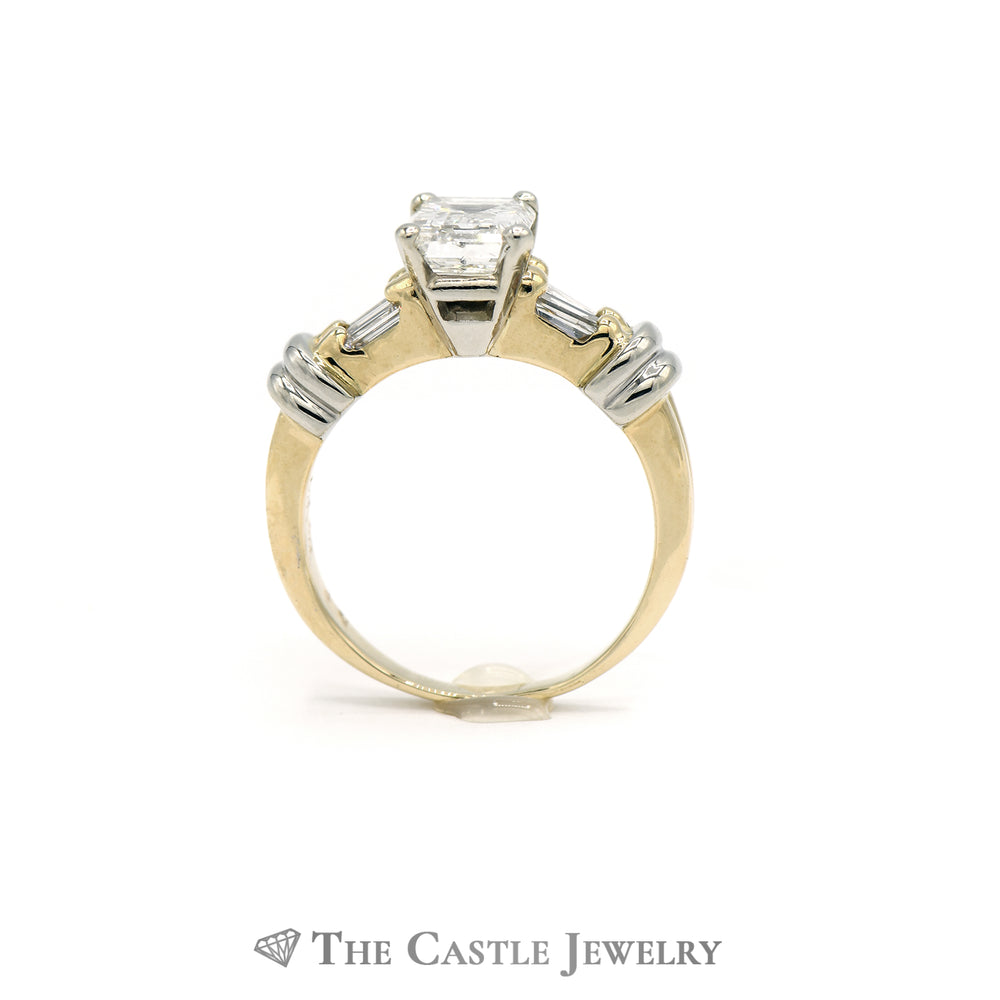 2.43cttw Emerald Cut Diamond Engagement Ring with Accents
