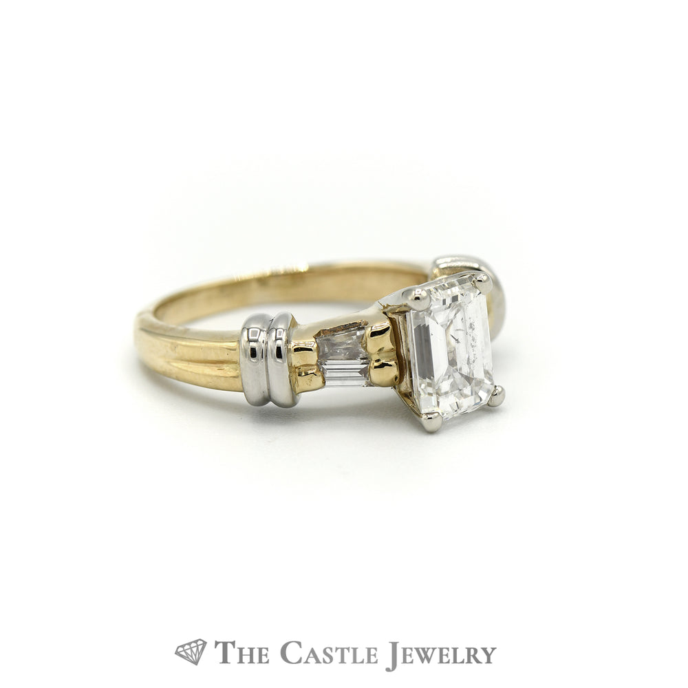2.43cttw Emerald Cut Diamond Engagement Ring with Accents
