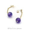 Amethyst Bead Drop Earrings on Rolo Chain in 14KT Yellow Gold - Thumbnail 3