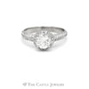1.09CTTW Round Diamond Engagement Ring with Diamond Halo & Accents in 18KT White Gold - Thumbnail 1