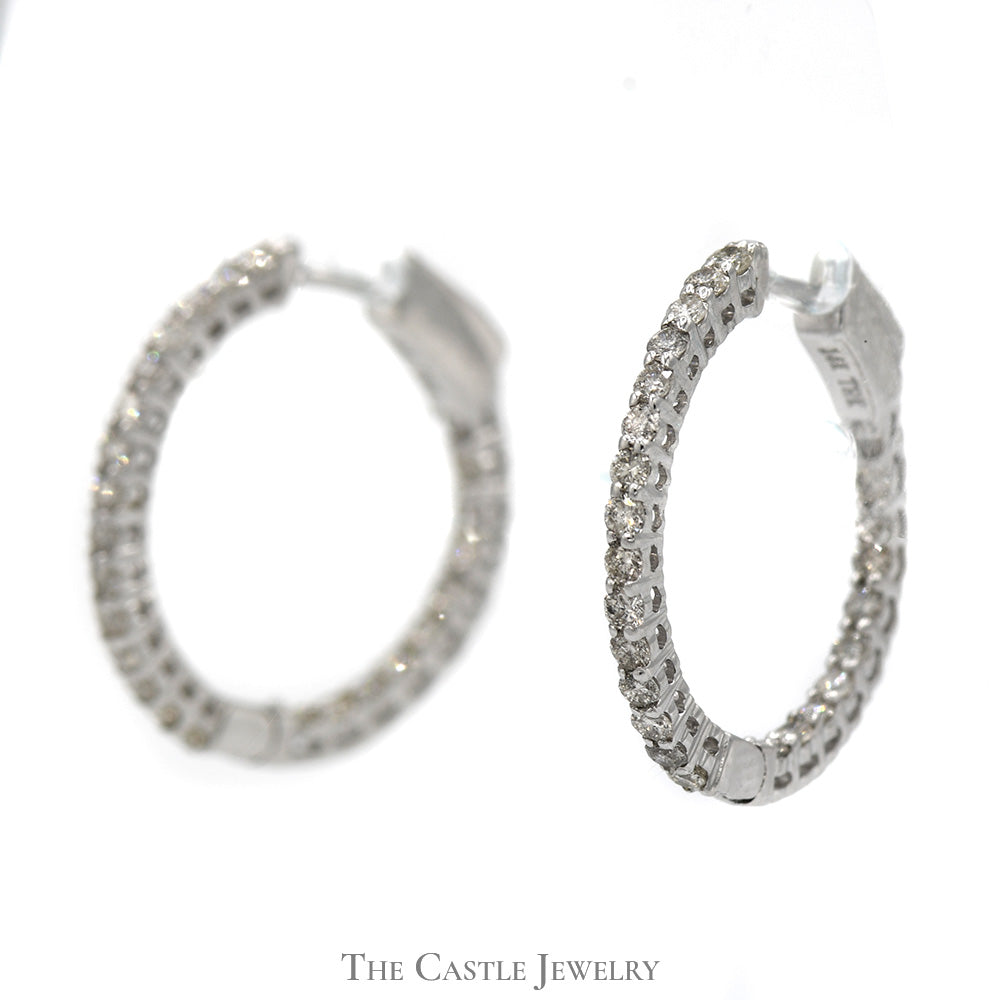 1cttw Inside Out Hollywood Hoop Earrings in 14k White Gold