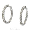 Hollywood Hoop In and Out 7cttw Diamond Earrings in 14k White Gold - Thumbnail 2