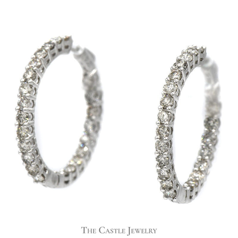 Hollywood Hoop In and Out 7cttw Diamond Earrings in 14k White Gold
