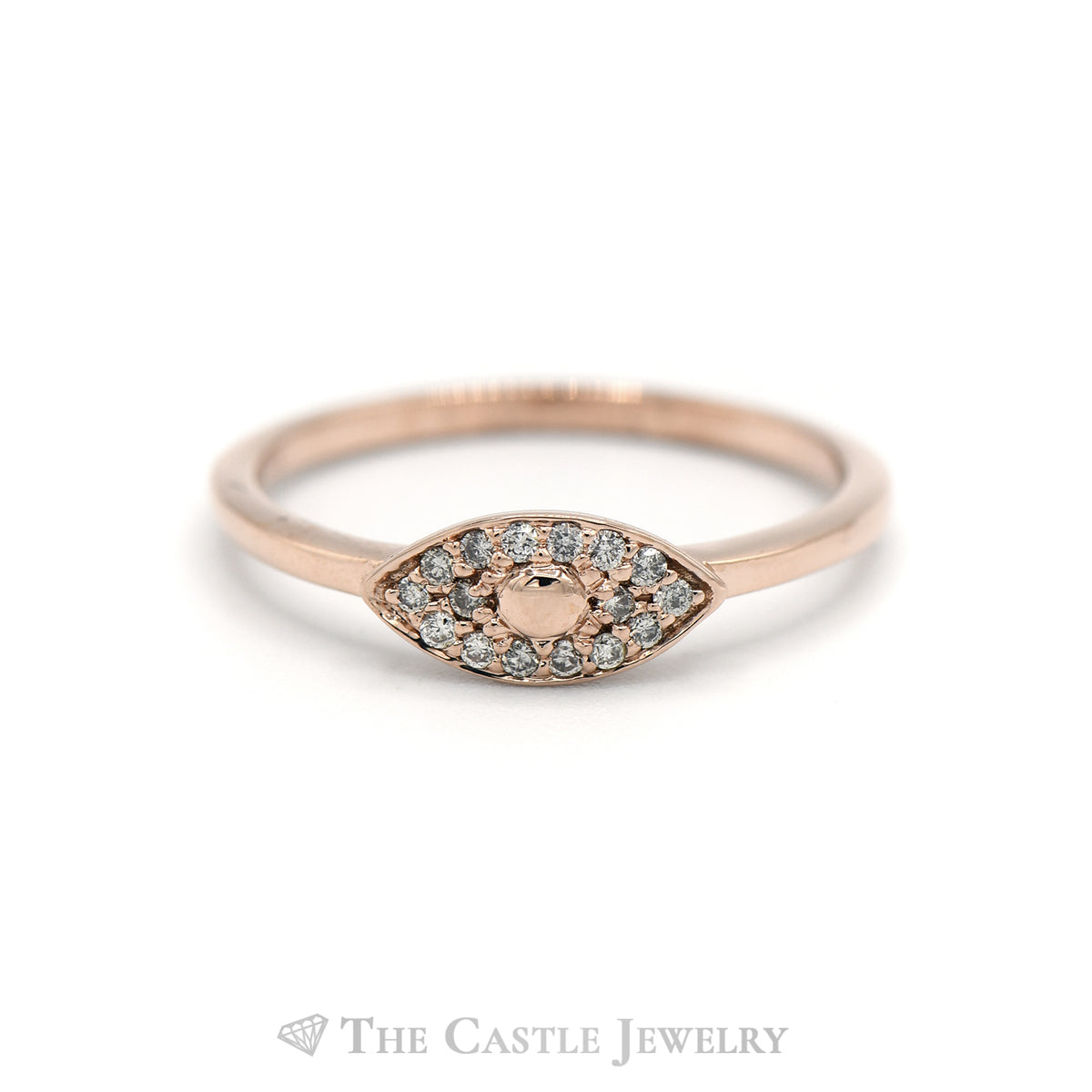 Evil Eye Ring with Pave Diamonds in 10KT