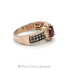 Effy Oval Ruby Ring with Brown & White Diamond Accents in 14k Rose Gold - Thumbnail 2