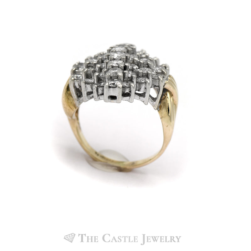 2cttw Star Shaped Diamond Cluster Ring in 14k Yellow Gold