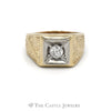 1/2CTTW Round Cut Diamond Solitaire Ring with Fancy Designed Sides in 14KT Yellow Gold - Thumbnail 1