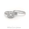 Crown Collection 1cttw Princess Cut Diamond Bridal Set with Double Diamond Halo and Accents in 14k White Gold - Thumbnail 2