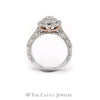 Crown Collection 1cttw Diamond Bridal Set with Diamond Halo and Matching Curved Band in 14k White Gold - Thumbnail 3