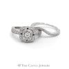 Crown Collection 1cttw Diamond Bridal Set with Diamond Halo and Matching Curved Band in 14k White Gold - Thumbnail 2