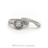 Crown Collection 1cttw Vintage Inspired Diamond Bridal Set with Diamond Halo and Matching Band in 14k White Gold - Thumbnail 2