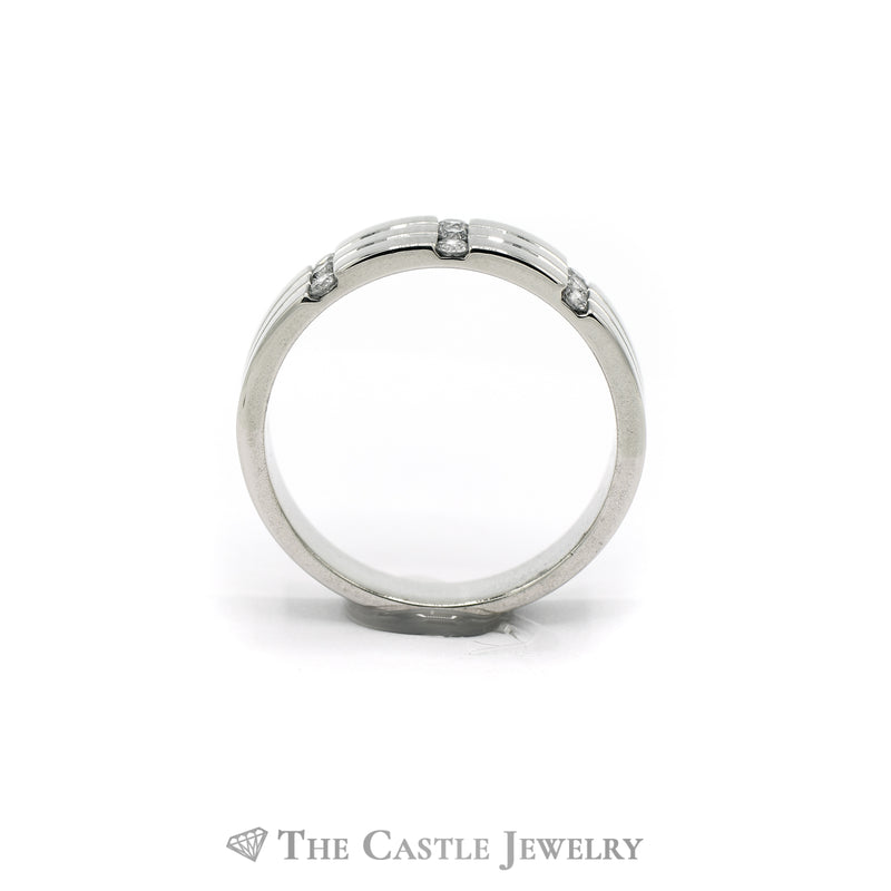 Gent's .25CTTW Round Vertical Row Diamond Band in 10KT White Gold