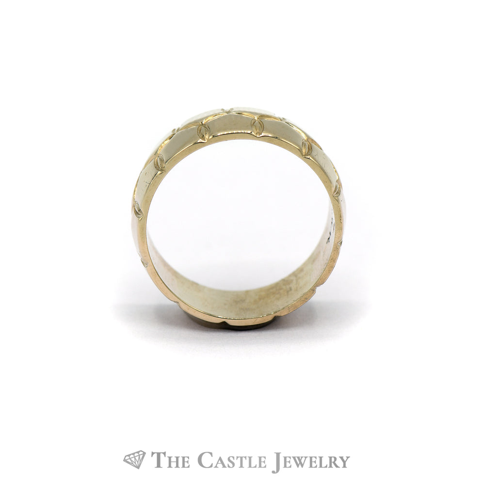 8MM Turtle Shell Patterned Band in 14KT Yellow Gold