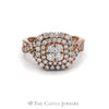 1CTTW Double Halo Engagement Ring with Diamond Sides in 10KT Rose Gold - Thumbnail 1