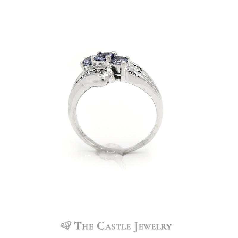 .15CTTW Diamond and Tanzanite Bypass Ring in 14KT White Gold