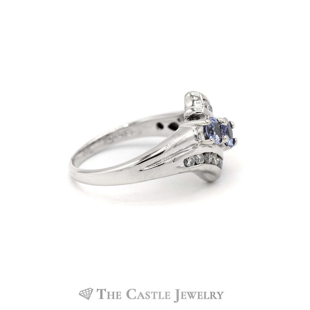 .15CTTW Diamond and Tanzanite Bypass Ring in 14KT White Gold