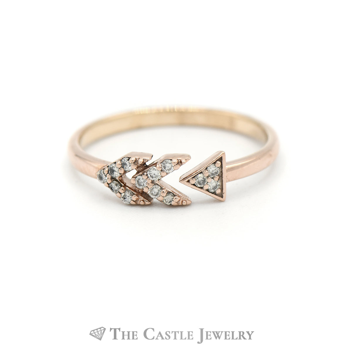 Open Designed Diamond Arrow Ring in 10KT