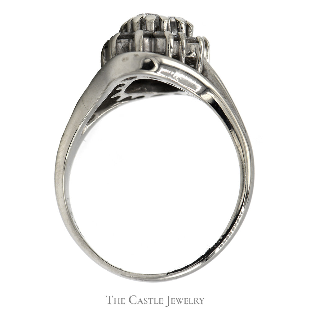 Unique Diamond Cluster ring with Open Designed 14k White Gold Mounting