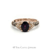 LeVian Oval Rhodolite Garnet Ring with White and Chocolate Diamond Accents in 14KT Strawberry Gold - Thumbnail 1