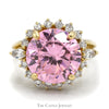 Round Pink Ice Ring with Cubic Zirconia Halo in 14k Yellow Gold - Thumbnail 1