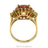 Round Pink Ice Ring with Cubic Zirconia Halo in 14k Yellow Gold - Thumbnail 2