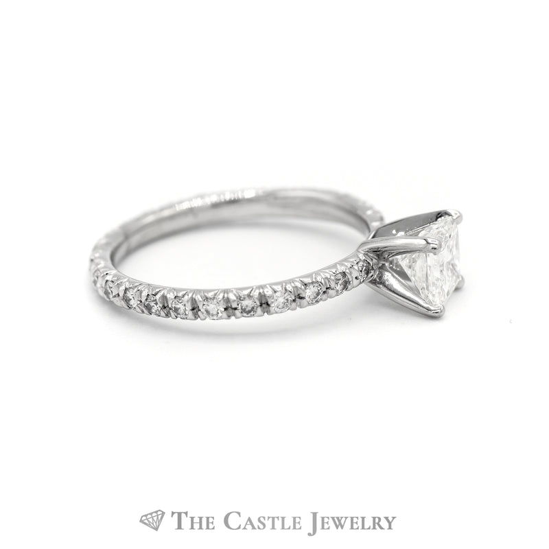 1.55CTTW Platinum Princess Cut Diamond Bridal Ring & Round Diamond Eternity Band