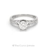Round Diamond Solitaire Engagement Ring with Diamond Accents in 14k White Gold - Thumbnail 1