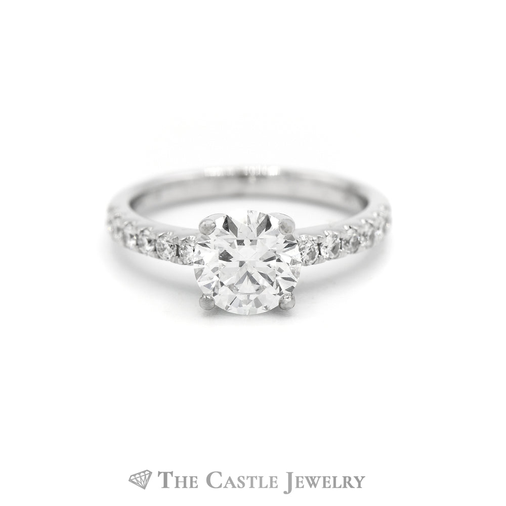 1.5ct Round Lab Grown Diamond Engagement Ring with Diamond Accents in 14k White Gold