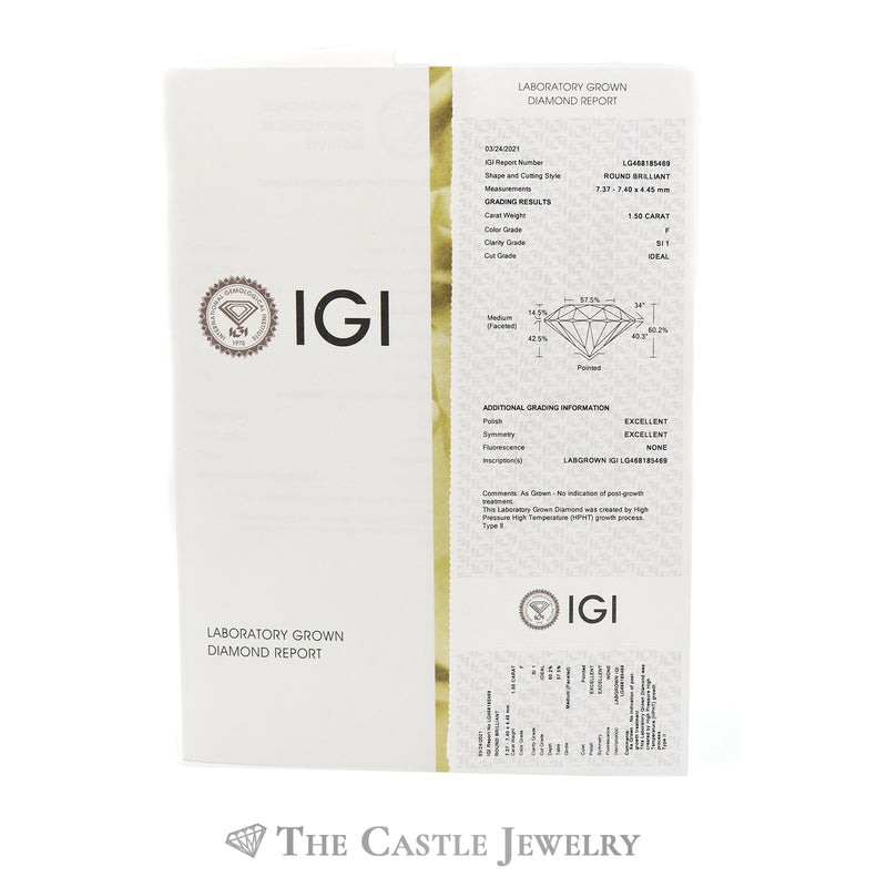1.5ct Round Lab Grown Diamond Engagement Ring with Diamond Accents in 14k White Gold