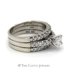 1cttw Triple Ring Bridal Set with Princess Cut Diamond Solitiare and Round Diamond Accents in 14k White Gold - Thumbnail 3