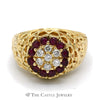 Ruby and Diamond Kentucky Cluster Ring in 14k Yellow Gold - Thumbnail 1