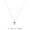 Round Diamond Cross Pendant on 18" Rope Chain in 10KT White Gold - Thumbnail 1