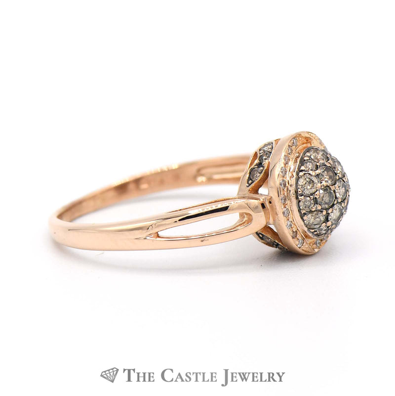 Le Vian Chocolate Diamond Cluster Ring with White Diamond Halo in 14k Rose Gold