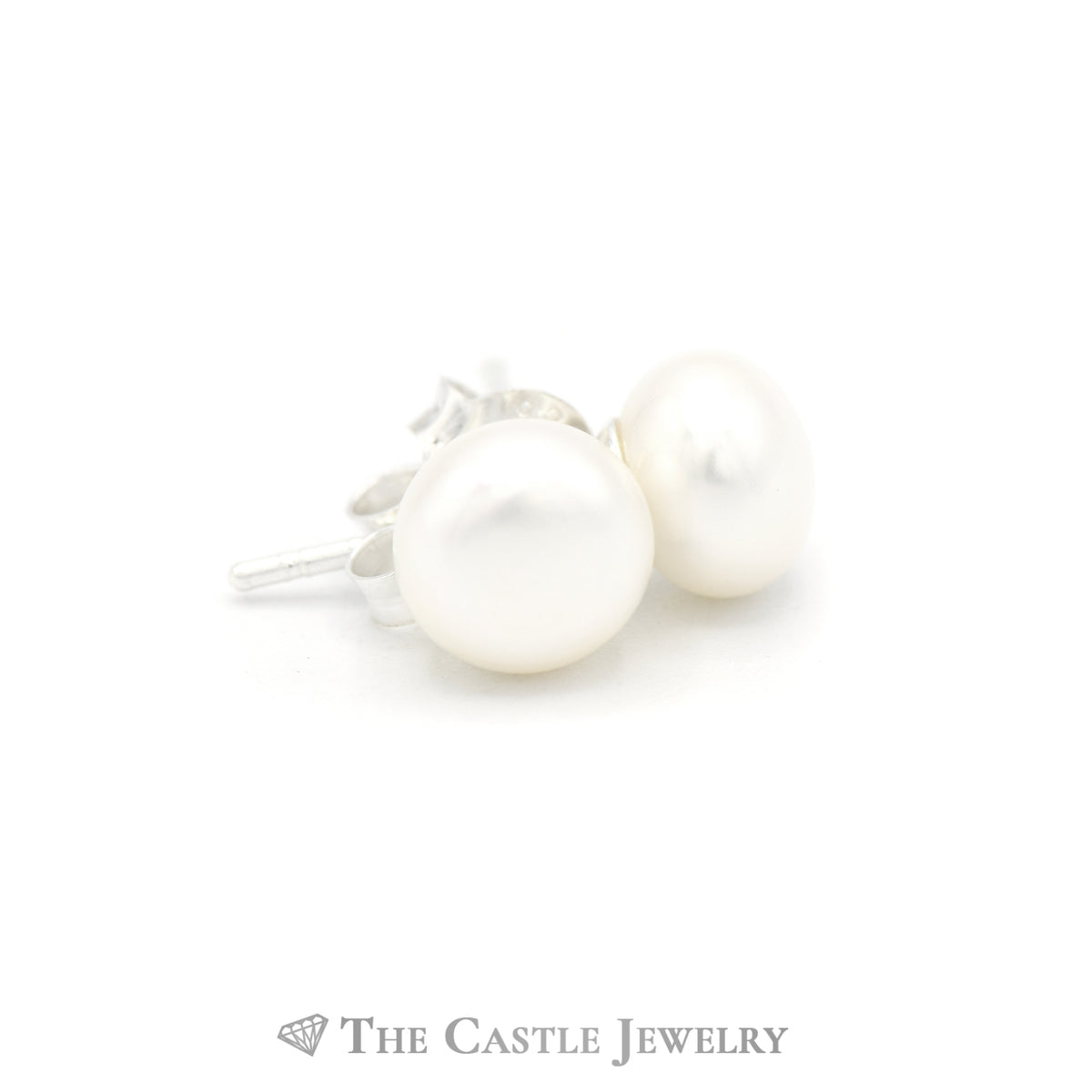 7MM Pearl Stud Earrings in Sterling Silver