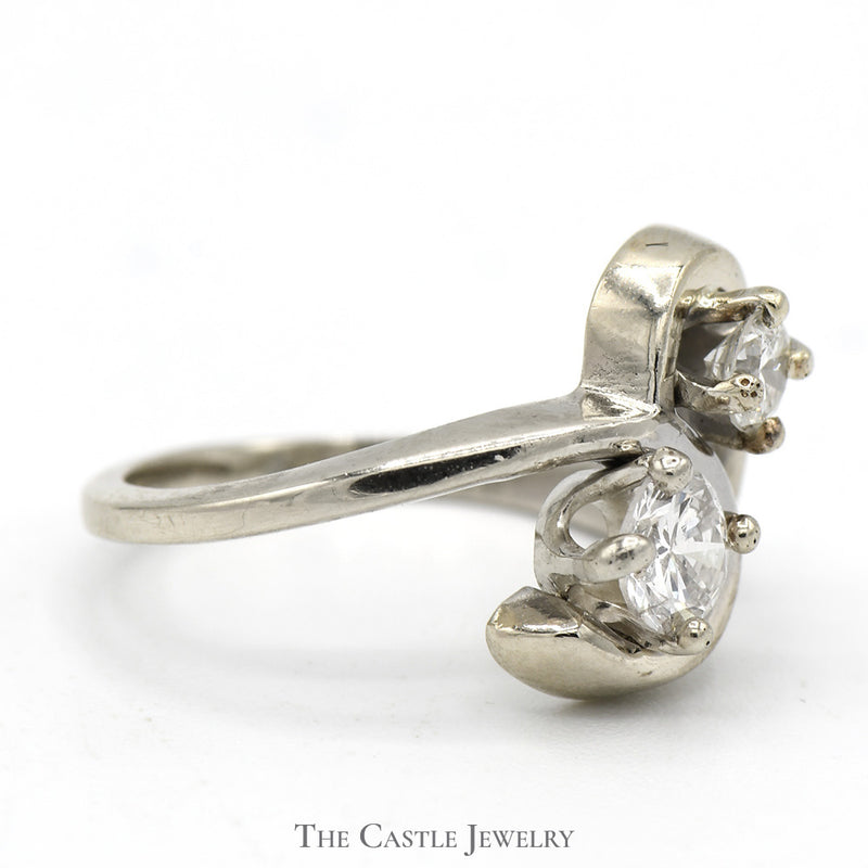 1/2cttw Double Diamond Swirl Ring in 14k White Gold