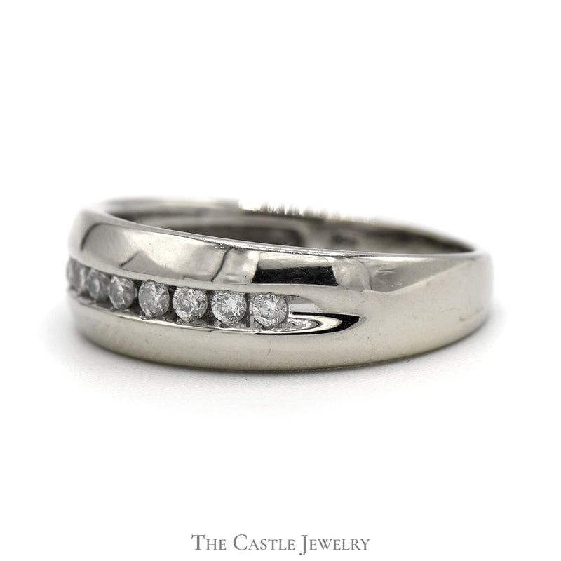 Men's 1/4cttw Nick Set Diamond Wedding Band in 14k White Gold