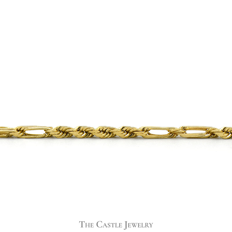 9 inch 14k Yellow Gold Figaro Rope Chain Bracelet with Barrel Clasp