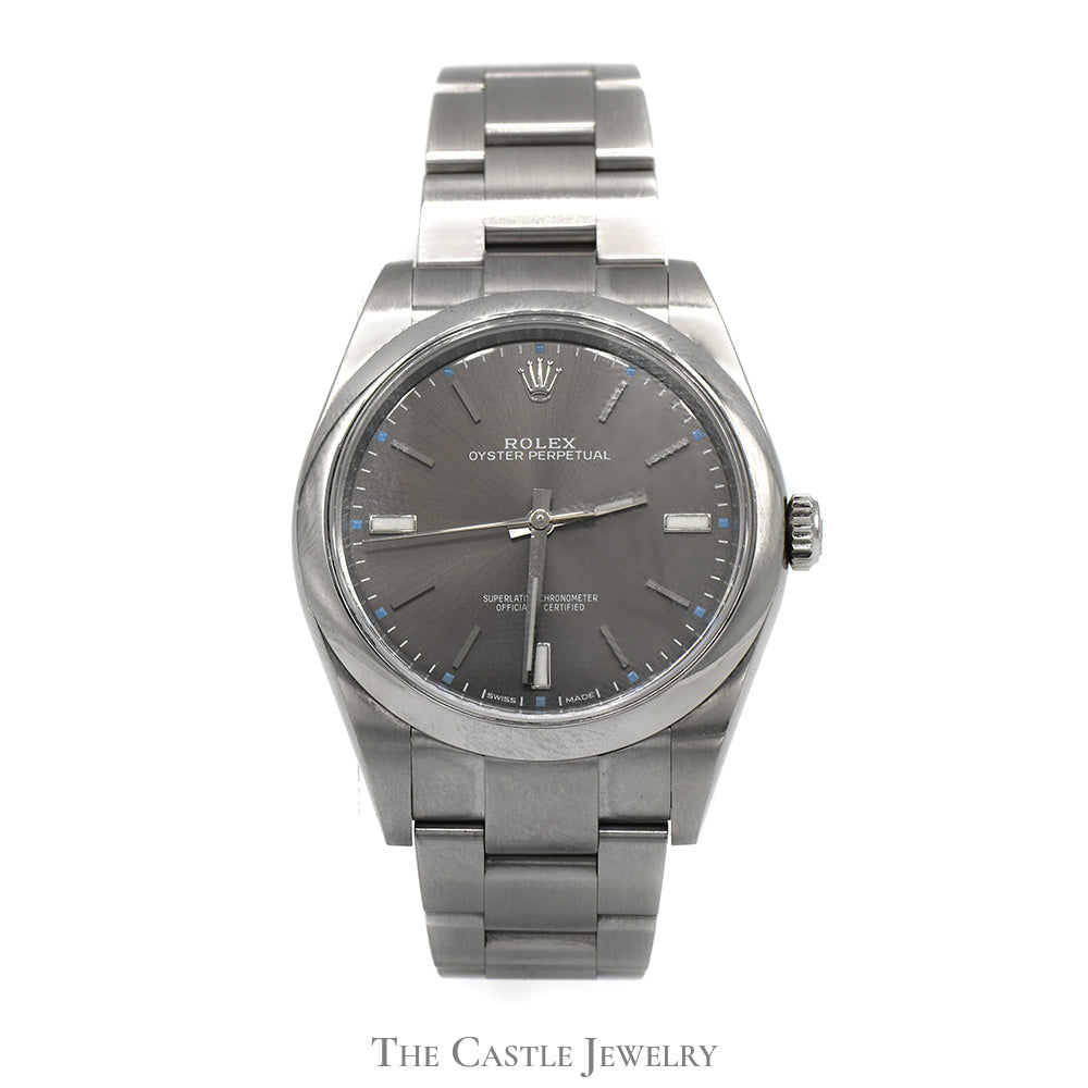 Rolex Oyster Perpetual 114300 with Grey Dial and Stainless Steel Oyster Band