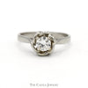 1/3ct Round Diamond Solitaire Engagement Ring with Flower Designed Bezel in 14k White Gold - Thumbnail 1