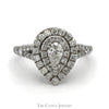 Pear Cut Diamond Engagement Ring with Double Diamond Halo and Accents in 14k White Gold - Thumbnail 1