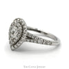 Pear Cut Diamond Engagement Ring with Double Diamond Halo and Accents in 14k White Gold - Thumbnail 3