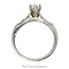 Round Diamond Solitaire Engagement Ring with Princess Cut Accents in Platinum - Thumbnail 2