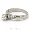 Round Diamond Solitaire Engagement Ring with Princess Cut Accents in Platinum - Thumbnail 3