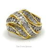 3/4cttw Multi Row Interwoven Nick Set Diamond Cluster Ring in 10k Yellow Gold - Thumbnail 1