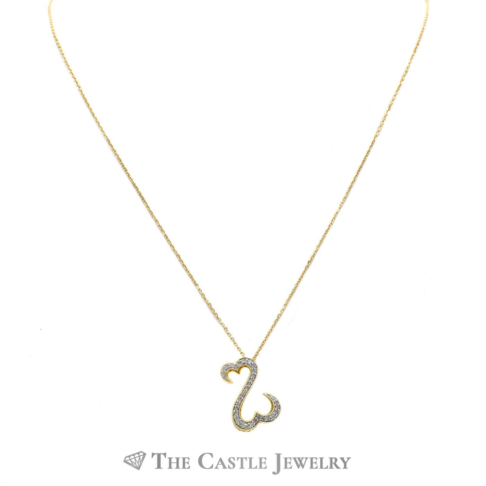 Double Open Heart 1/4cttw Diamond Pendant with Adjustable Chain Necklace in 10k Yellow Gold
