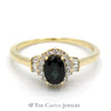 Oval Sapphire Ring with Diamond Halo and Baguette Diamond Accents in 10k Yellow Gold - Thumbnail 1