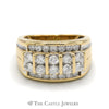 1cttw Men's Diamond Cluster Ring with Vertical and Horizontal Rows in 14k Yellow Gold - Thumbnail 1