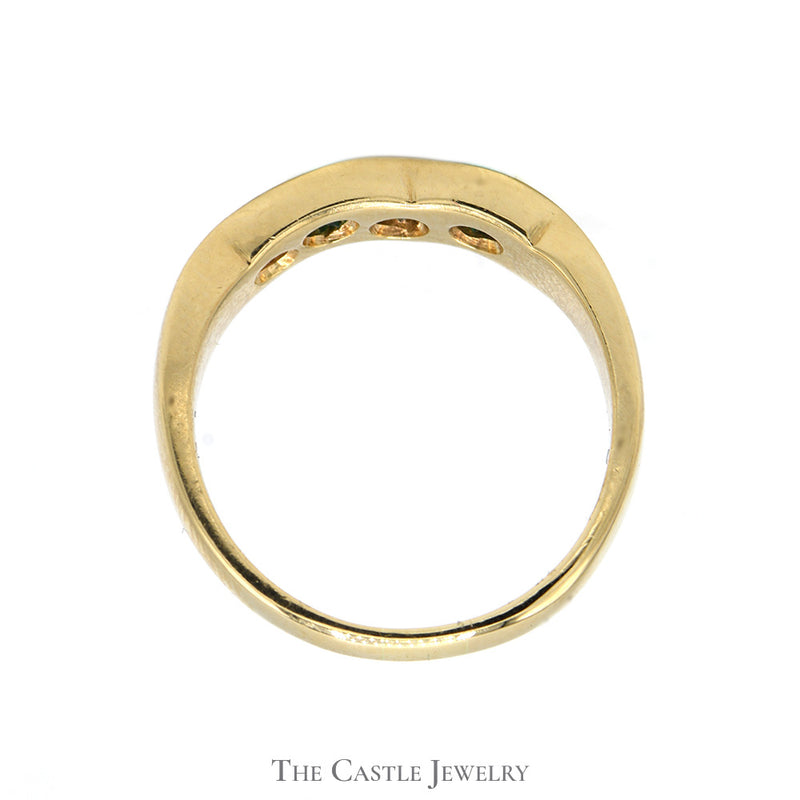 Channel Set Emerald and Diamond Fitted Band in 14k Yellow Gold