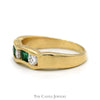 Channel Set Emerald and Diamond Fitted Band in 14k Yellow Gold - Thumbnail 3